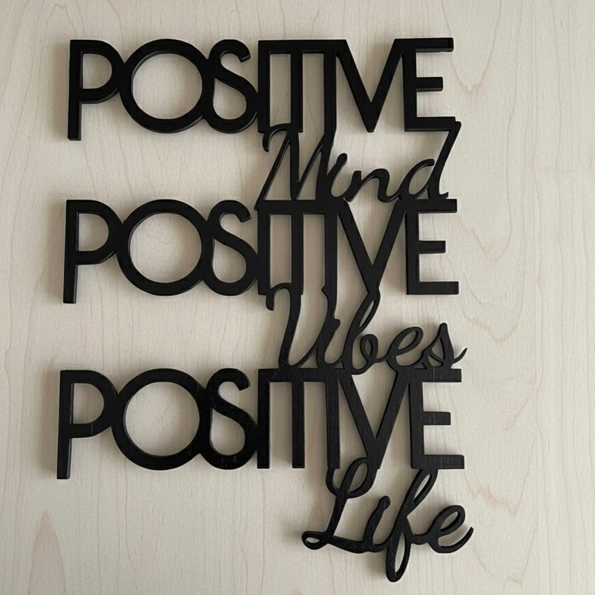 Decorazione per parete con frase Positive Mind - immagine 2
