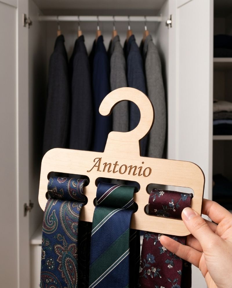Portacravatte in Legno Personalizzato con Nome